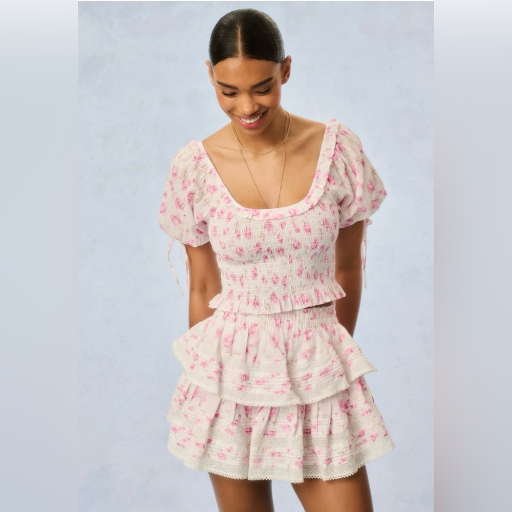 LoveShackFancy Molly Heirloom Print Top